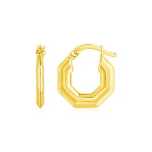 Unbranded 77277 14k Yellow Gold Octagon Hoop Earrings