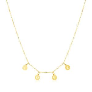 Unbranded 46474-18 14k Yellow Gold Love Necklace With Circle Drops Siz