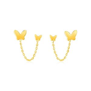 Unbranded 46417 14k Yellow Gold Two Hole Post Earrings With Butterflie