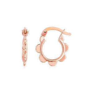 Unbranded 49755 14k Rose Gold Scalloped Hoop Earrings