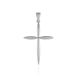 Unbranded 40659 14k White Gold Rounded And Pointed Cross Pendant