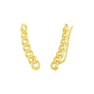 Unbranded 63418 14k Yellow Gold Ear Climber Earring With Chain Links