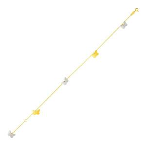 Unbranded 34653-10 14k Two Tone Gold Anklet With Butterflies Size: 10'