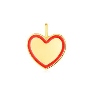 Unbranded 49666 14k Yellow Gold And Red Enamel Heart Pendant