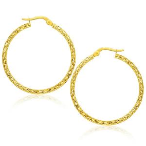 Unbranded 27978 Elegant Large Textured Hoop Earrings In 10k Yellow Gol