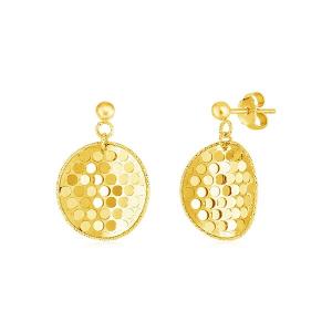 Unbranded 91788 14k Yellow Gold Textured Round Drop Earrings