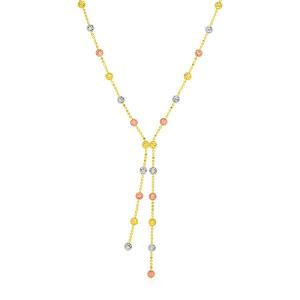 Unbranded 22025-17 14k Tri Color Gold Lariat Style Station Necklace Si