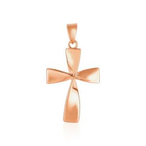 Unbranded 75853 Flat Twisted Cross Pendant In 14k Rose Gold