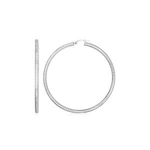 Unbranded 08639 Sterling Silver Large Hoop Earrings With Braid Texture