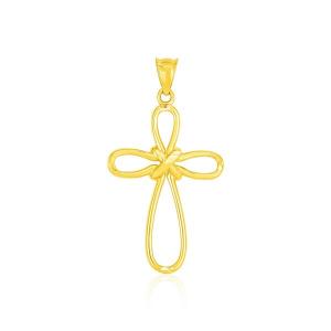 Unbranded 08336 14k Yellow Gold Looped Knot Style Cross Pendant