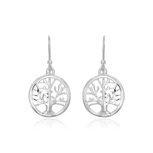 Unbranded 93653 Sterling Silver Round Tree Of Life Earrings