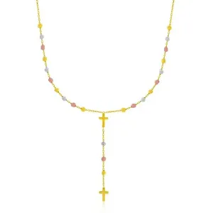 Unbranded 10780-17 14k Tri-color Gold Rosary Chain Necklace Size: 17''