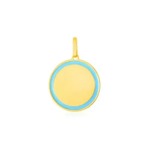 Unbranded 42588 14k Yellow Gold And Blue Enamel Circle Pendant