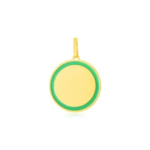 Unbranded 46637 14k Yellow Gold And Green Enamel Circle Pendant