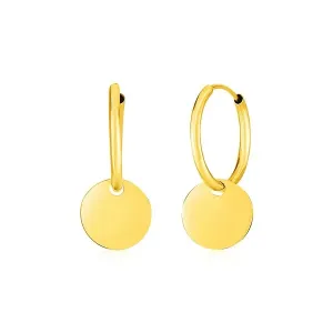 Unbranded 94069 14k Yellow Gold Huggie Style Hoop Earrings With Circle