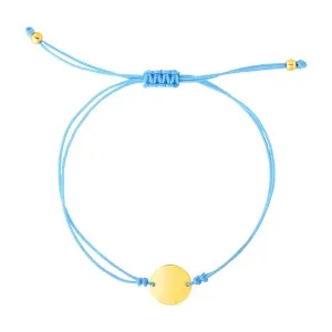 Unbranded 38986-9.25 9 14 Inch Blue Cord Adjustable Bracelet With 14k 