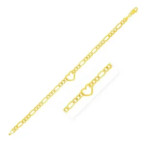 Unbranded 93774-7 14k Yellow Gold 7 Inch Figaro Chain Bracelet With He