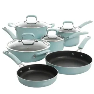 Kenmore 126369.10 Elite 10-piece Nonstick Cookware Set - Glacier Blue