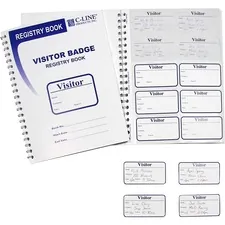 C-line 97030B Visitor Badges With Registry Log - 3-58 X 1-78 Badge Siz