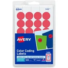 Avery AVE 05466 Averyreg; Color-coding Labels - 34 Diameter - Round - 