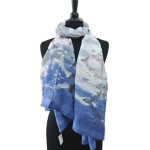 In BF712 Royal Blue Spring Tie Dye Scarf - 100% Viscose