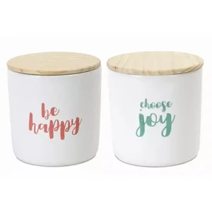 Melrose International Set of 2 Decorative Canisters in Wood