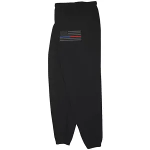 Fox 64-74835 XXL Thin Blue  Red Line Usa Flag Sweatpants - Black 2xl