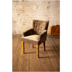 Kalalou NKHU1061 Elegant Velvet Arm Chair With Sturdy Mango Wood Legs