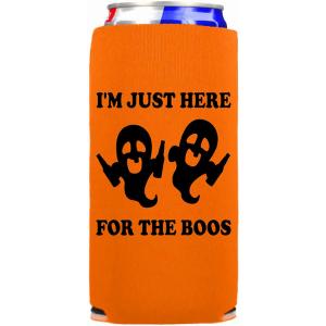 Capital Here_For_Boos_Slim_Orange Funny Halloween Seltzer Coolie - I'm