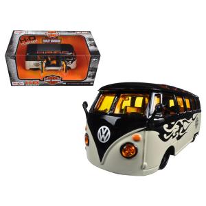 Maisto 32192BK-BG Volkswagen Van Samba Harley Davidson Black And Beige