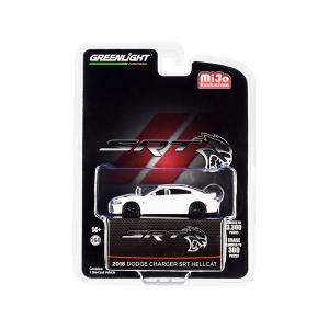 Greenlight 51425 2018 Dodge Charger Srt Hellcat White With Black Racin