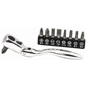 Titan 11212 Tool 10 Pc Micro Flex Bit Ratchet Set