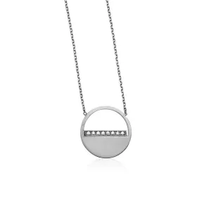 Unbranded 69782-18 14k White Gold Circle Necklace With Diamonds Size: 