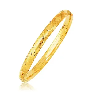 Unbranded 24088-8 14k Yellow Gold Domed Bangle With A Weave Motif Size