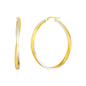 Unbranded 63596 14k Two Tone Gold Twisted Oval Hoop Earrings