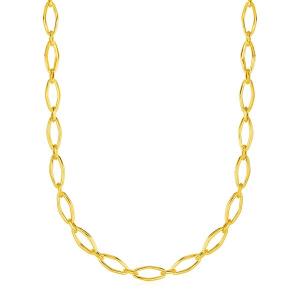 Unbranded 69555-18 Polished Oval Marquise Link Necklace In 14k Yellow 