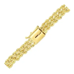 Unbranded 54758-8 6.0mm 14k Yellow Gold Three Row Rope Bracelet Size: 