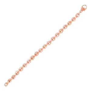 Unbranded 36398-7.5 Shiny Oval Link Bracelet In 14k Rose Gold Size: 7.