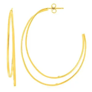 Unbranded 66599 14k Yellow Gold Large Double Hoop Earrings