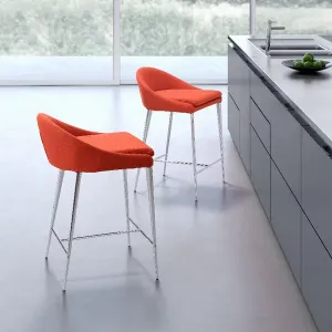 Zuo 300333 Reykjavik Counter Chair (set Of 2) Tangerine