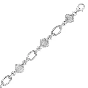 Unbranded 43870-7.25 Sterling Silver Cable Oval And Square Link Bracel