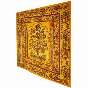 Wild TAPD308 Yellow Tree Of Life Peacock Tapestry Colorful Indian Wall