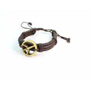 Wild 345 Peace Symbol Leather Bracelet