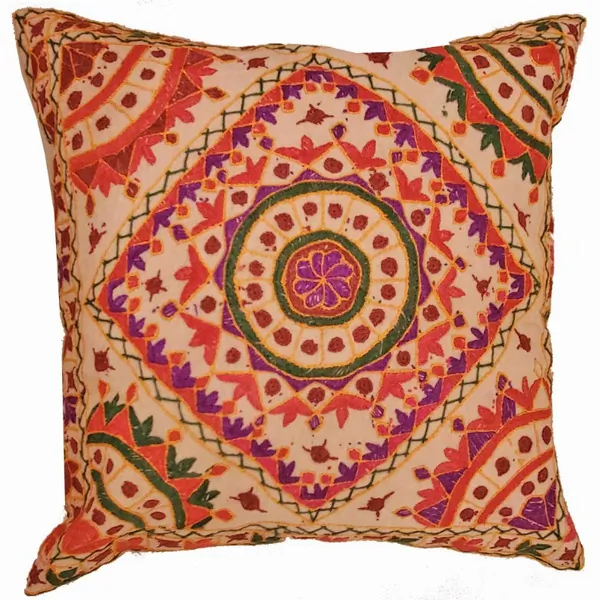 Wild CC109 Indian Mirror Work Chandrama Cushion Cover Design Home Acce