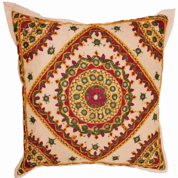 Wild CC135 Indian Mirror Work Chandrama Cushion Cover Design Home Acce