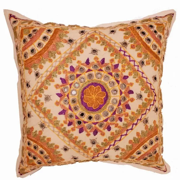 Wild CC106 Indian Mirror Work Chandrama Cushion Cover Design Home Acce