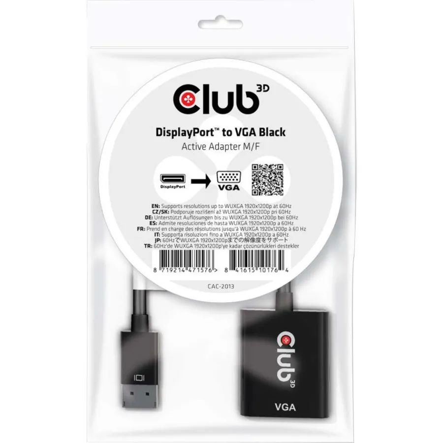 Club CAC-2013 Displayport 1.2 Male To Vga Female Adapter - Black