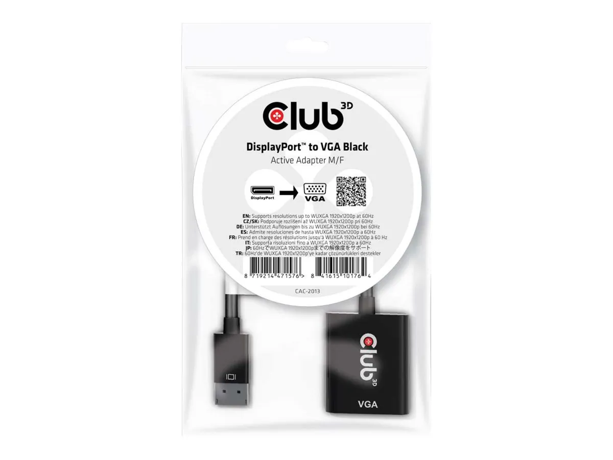 Club CAC-2013 Displayport 1.2 Male To Vga Female Adapter - Black