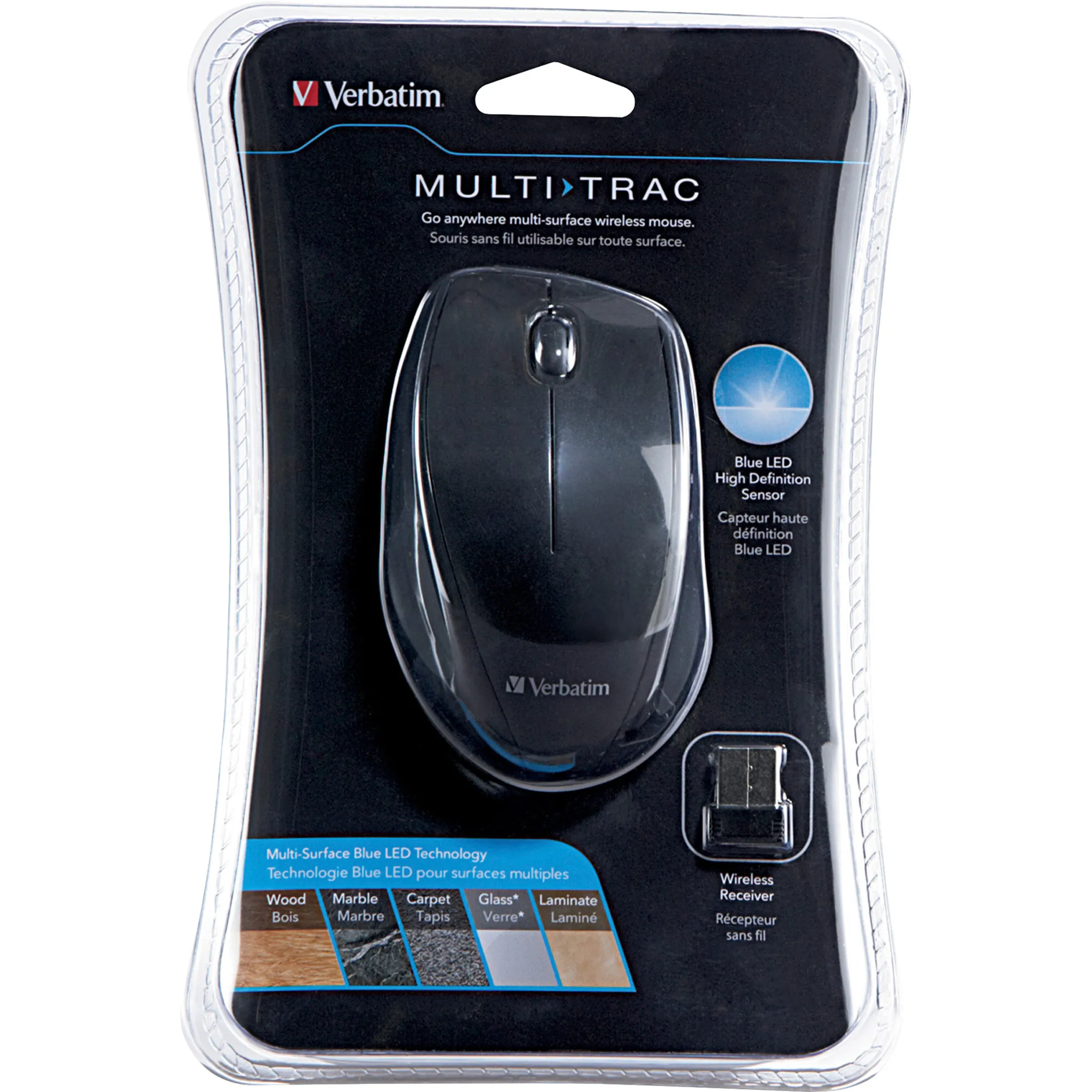 Verbatim 97992 Wireless Notebook Multi-trac Blue Led Mouse - Black - B