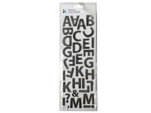 Bulk AC058 61 Piece Crimped Silver Alphabet Letter Stickers